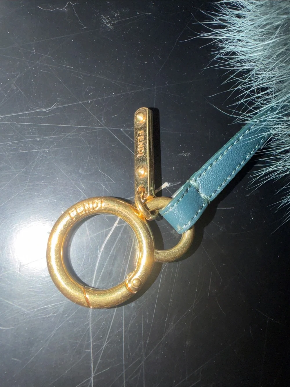 Fendi - Faux Fur Pom Keychain Charm - Black, Brown & Cream